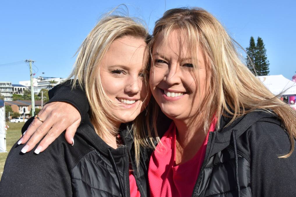 WINDSWEPT: Ashleigh Pinson and her mother, Mayor Peta Pinson taking part in the Mother's Day Classic for breast cancer last Sunday.