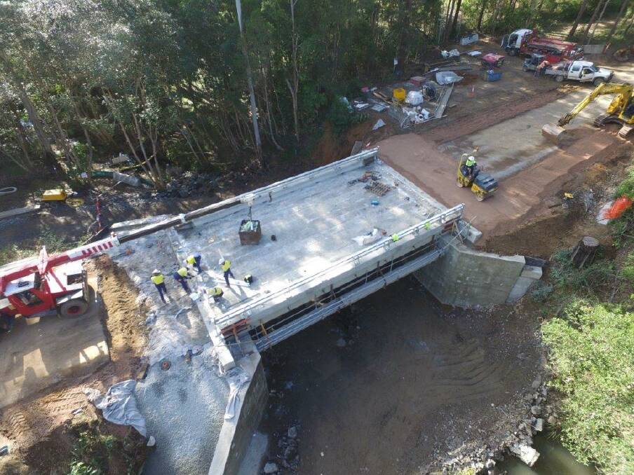 New concrete Hyndmans Creek bridge.