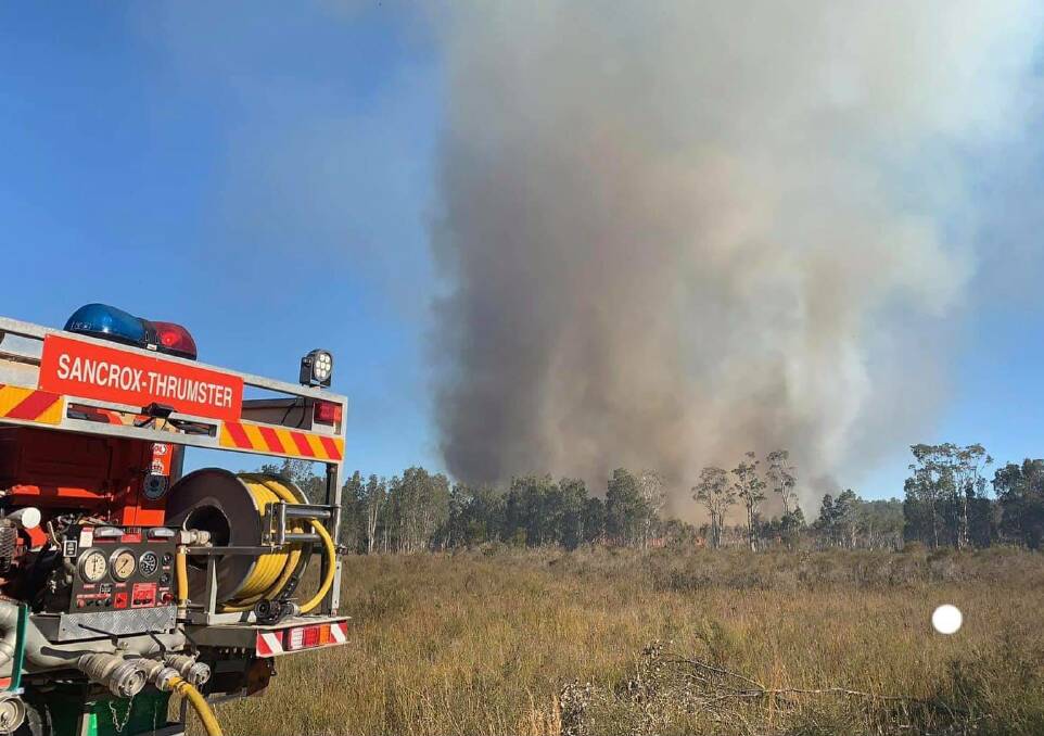 The fire is in an area which is normally swampy, but the dry weather meant it spread incredibly quickly. Photo courtesy of Sancrox/Thrumster Fire Brigade.