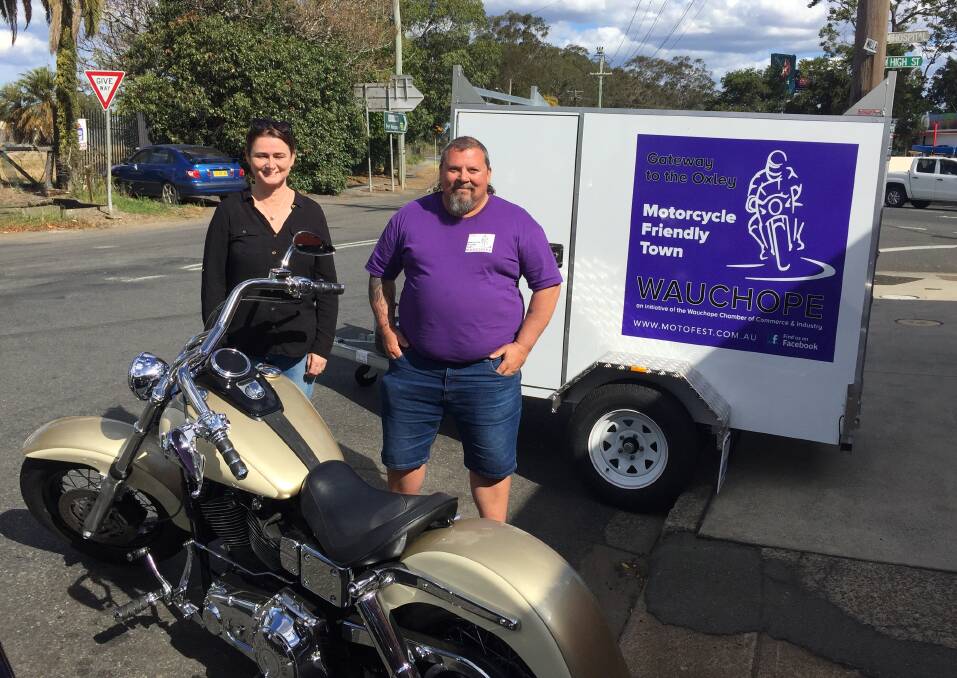 REVVING UP: Moto Fest organisers Jenny Pursehouse and Todd Taylor get ready for the big celebration of motorcycles at Wauchope Showground on Saturday.