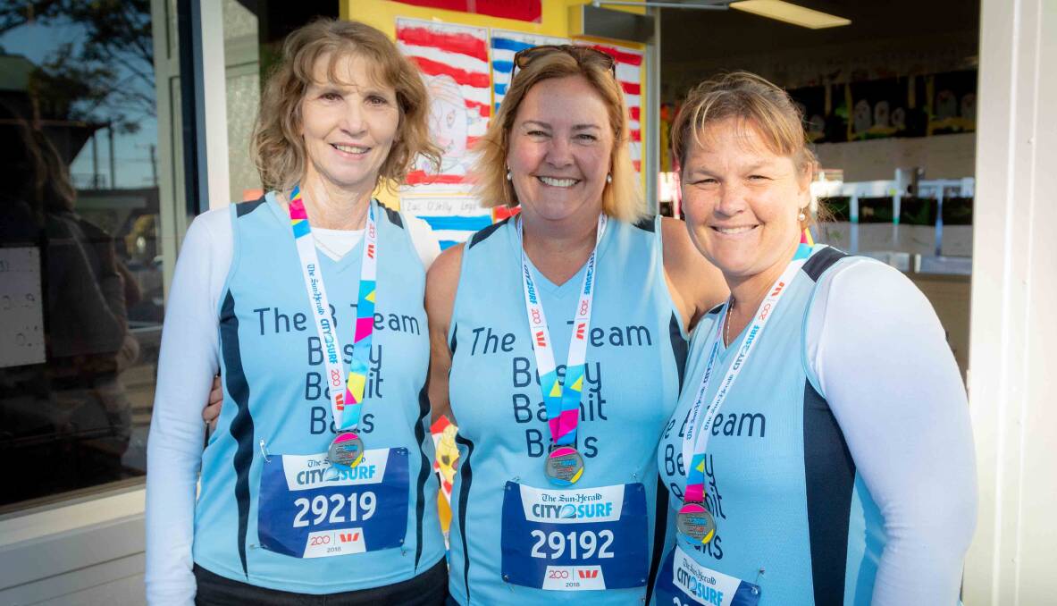 INSPIRING TEACHERS:  The B Team of Mrs Best, Mrs Barnett and Mrs Bailey from Wauchope Public School at the City2Surf in Sydney.