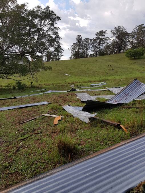 The shed, roof and walls were blown 150 metres up the paddock at Brombin.