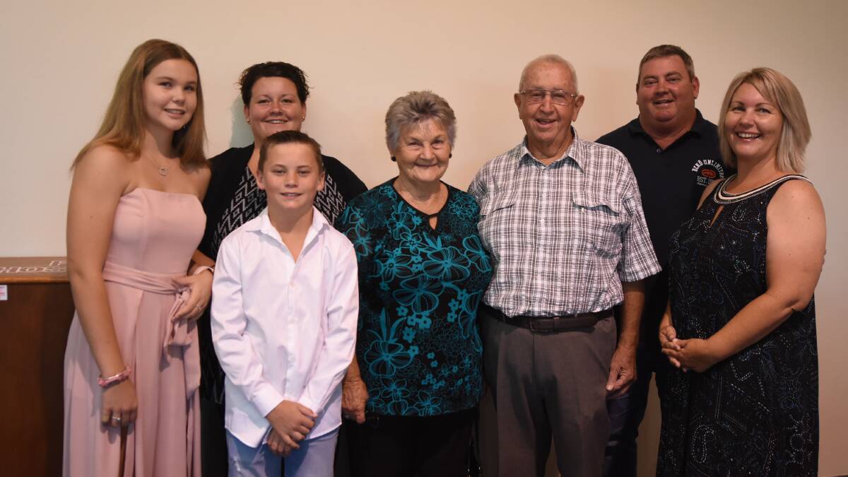 FAME AT LAST: Barrie Smith and his wife, Norma and family members Leisa, Ashlee, Nerida and Jacob Smith and Bevan Coleman at the Group Three Hall of Fame induction.