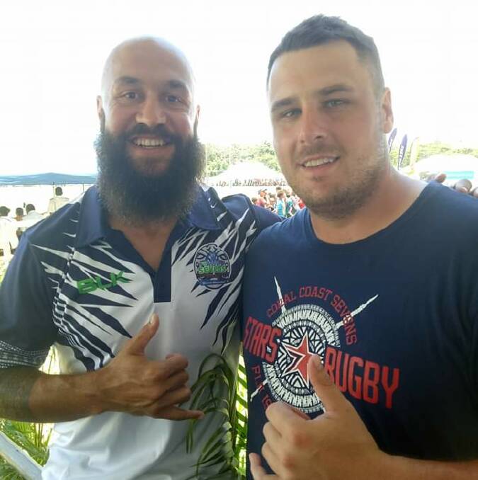 SUPER COACH: DJ Forbes from the Coral Coast competition with Wauchope Thunder's Paddy Bowen.