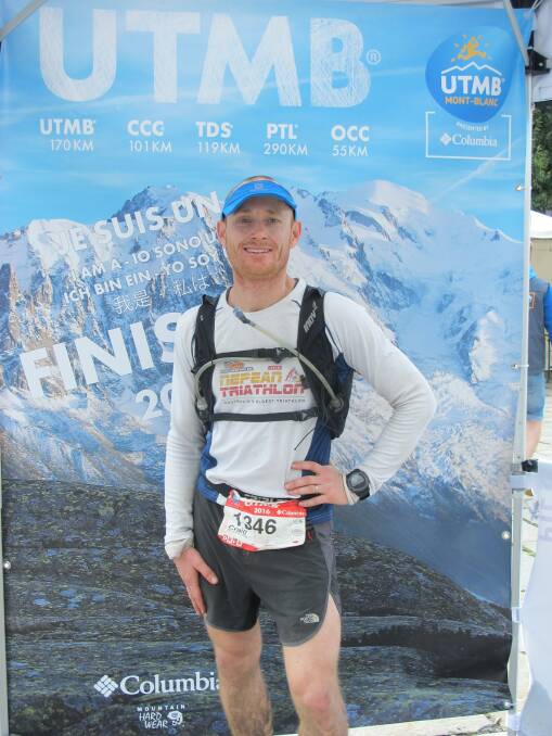 ADRENALIN RUSH: Hastings Co-op financial controller Craig Robinson at the finish of the ultramarathon UTMB race in France.