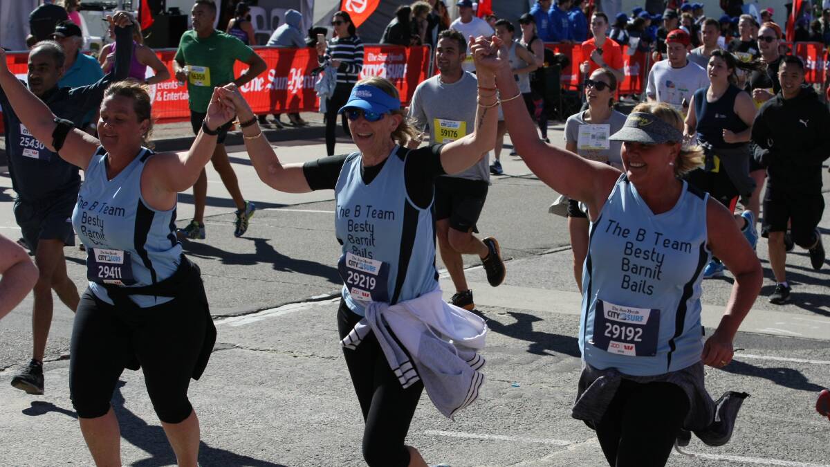 BETTER TOGETHER: The three teachers enjoyed every moment of their City2Surf experience in Sydney.