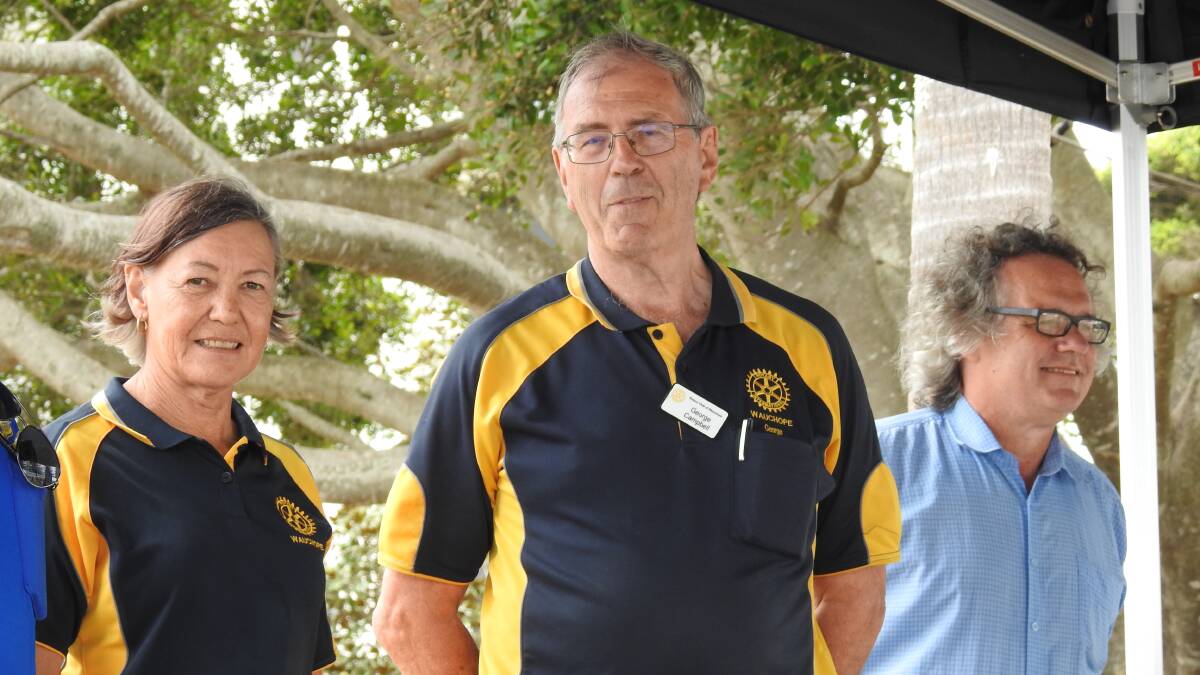 WINNERS: Loris Hendy and George Campbell from Wauchope Rotary with Cr Peter Alley at the Australia Day ceremony in Port Macquarie. 