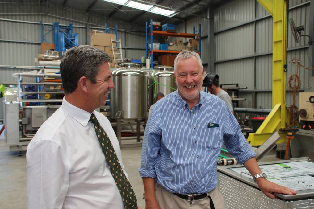 Dr David Gillespie MP with Rob Eddy from Food Machines Australia which is expanding its Wauchope operation.