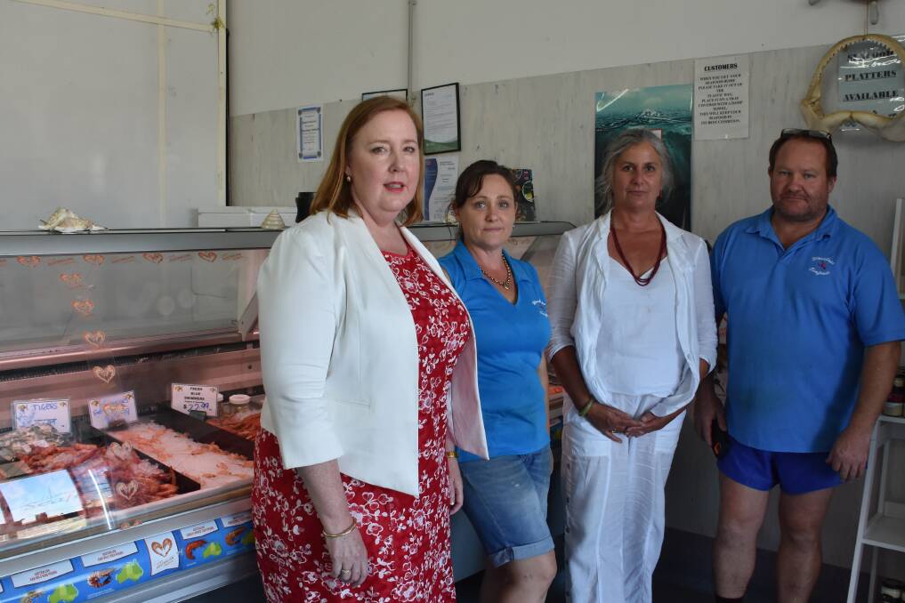 SYMPATHETIC: Labor's Jenny Aitchison, Karen Millward of Wauchope Seafoods, Labor's Susan Jenvey and Matt Millward. 
