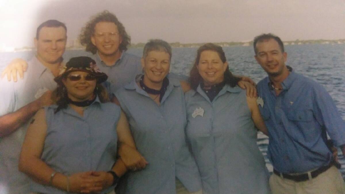 TOUR TO FLORIDA 2003: Sam Barwick (Warialda) Lindsay Saunders (Woolgoolga) Anna Ireland (Armidale) tem leader Lesley Cleaver (Port Macquarie Sunrise) Raelene Monkley (Wauchope) and David Turner (Coffs Harbour). 