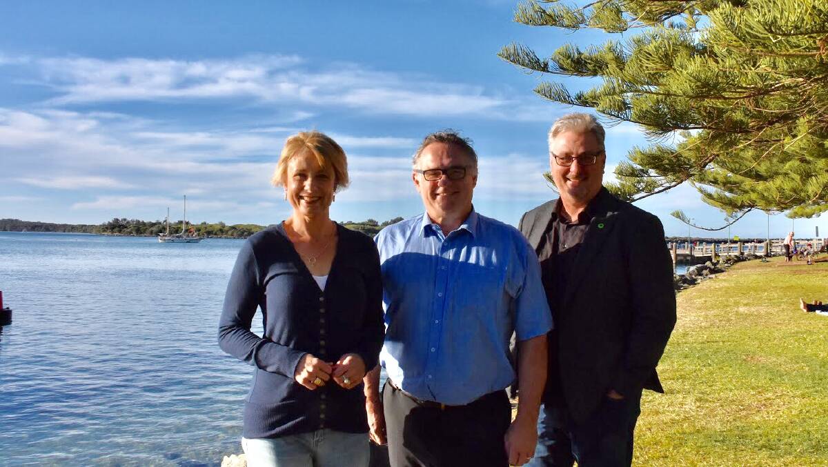 VISIT: Senator Kristina Keneally with local Labor politicians Cr Peter Alley and Andrew Woodward.