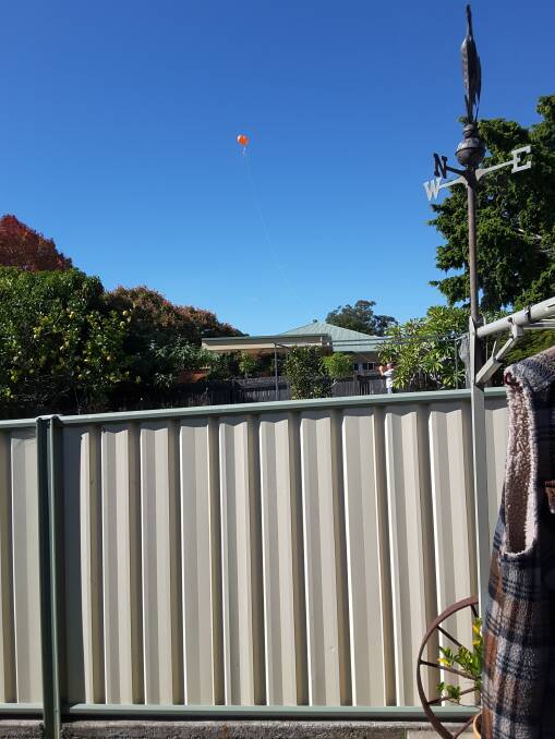 WORRIES: Alan and Sandra Petts and Pixie and John Hammond say the red balloon in the photo taken in the Hammonds' back yard shows what height the planned four-storey building will be.