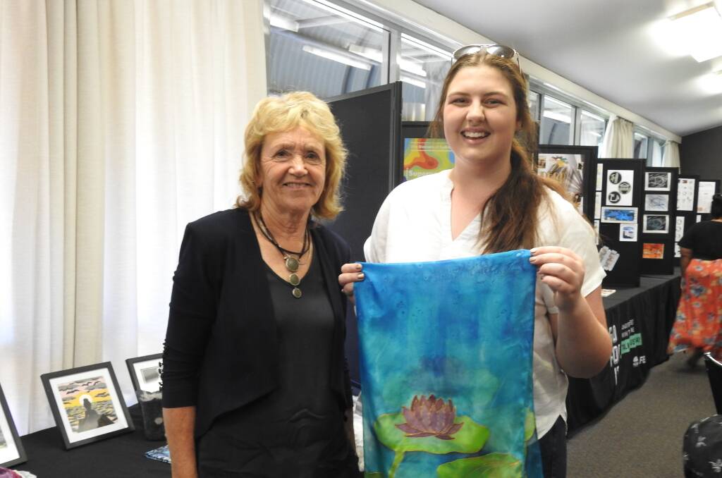 TALENTED: Wauchope TAFE tutor Jacky Beckwith and student Grace Coogan from Telegraph Point at the exhibition.
