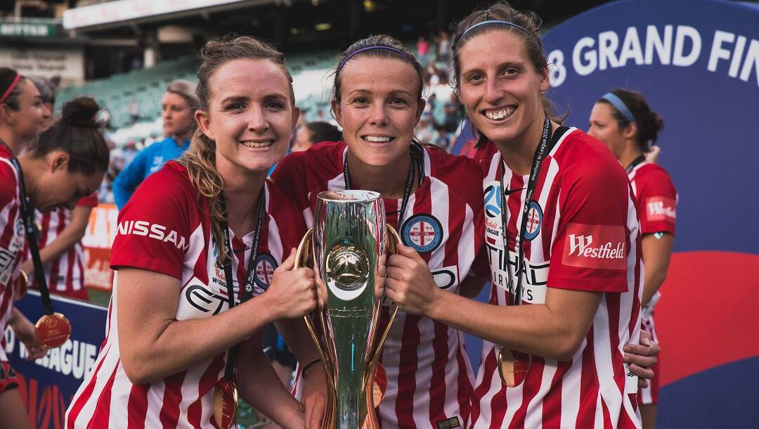 Champions: Rhali Dobson (left) and Melbourne City will attempt to win four-straight W-League titles this season. Photo: supplied