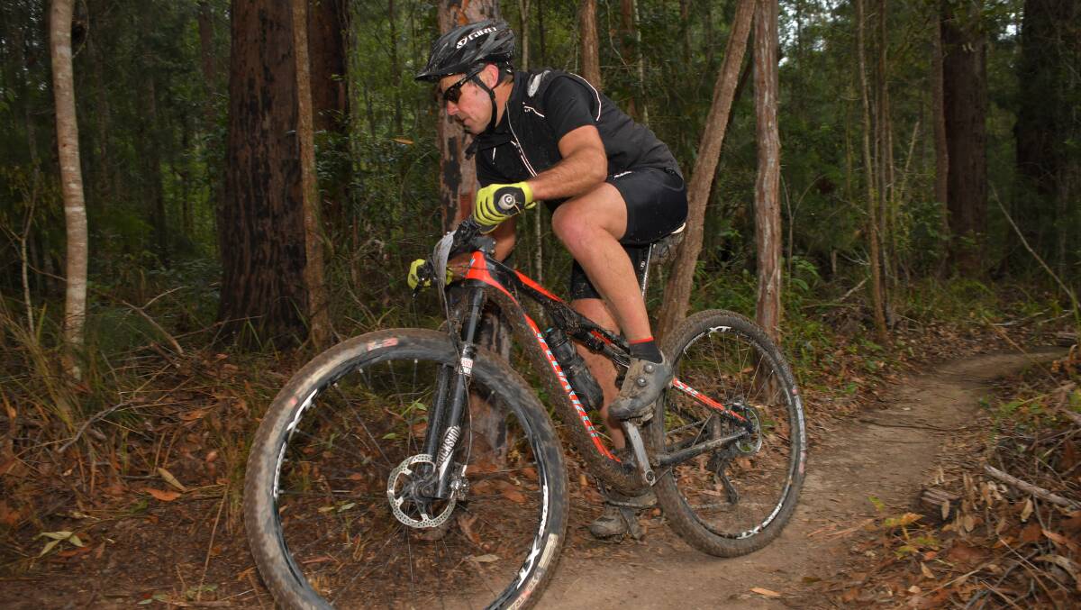Trail riding: Brad Leach rides through Jolly Nose Mountain Bike Park in June.