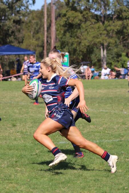 Off and running: Ebony Sims has been Wauchope Thunder's leading tryscorer. Photo: Mikaylie Gooding