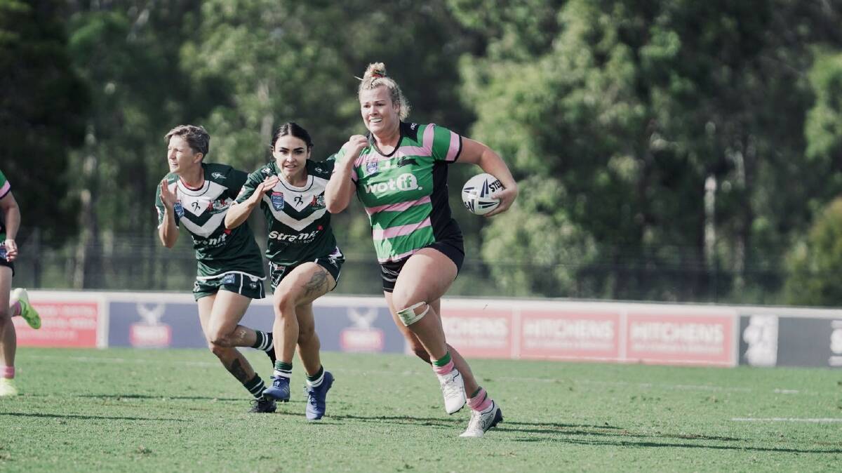 On the charge: Johnston in open space for the Rabbitohs. Photo: supplied