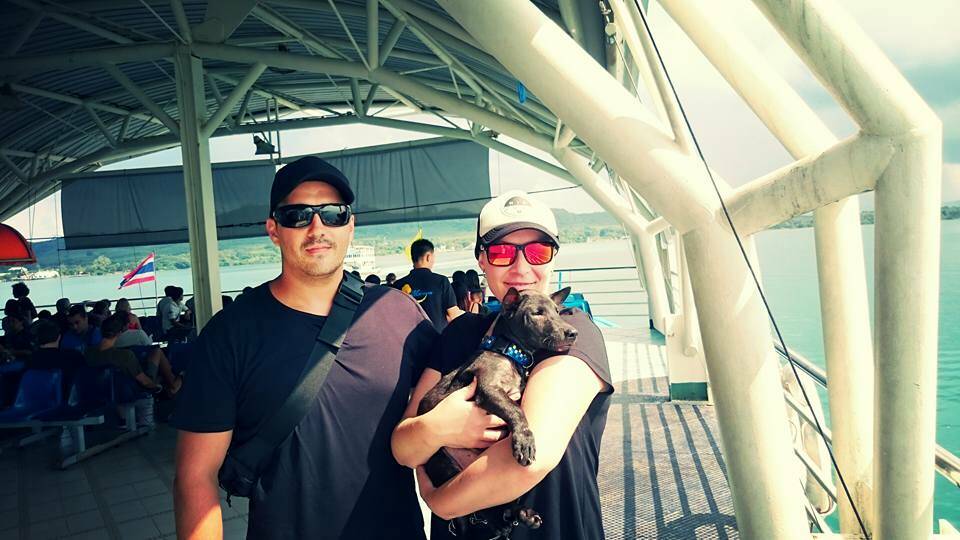 HONEYMOON ABORTED: Darren Budini and NIcole Marchment with Ozzie on their honeymoon. Photo: supplied