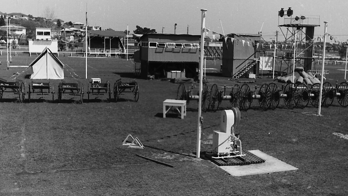Ready for action: West Port Oval set up for the Firemans Demonstration, 1970. Photo: supplied by Port Macquarie Museum.