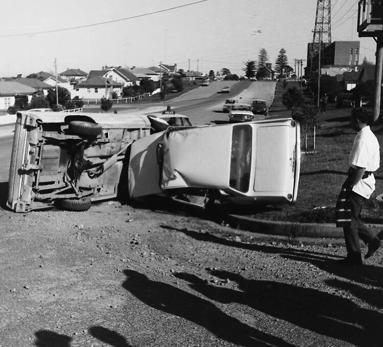 Scene of a fatal accident at the intersection of Lord and Church Streets, 1969.
