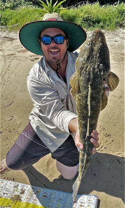 Sent it back: Luke Penboss was delighted with this cracking 83 centimetre flathead he recently caught with a lure, then released. Photo: supplied
