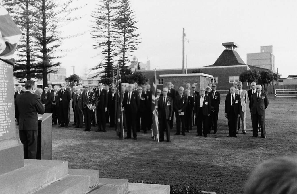 Solemn occasion: Returned service men at the Port Macquarie war memorial re-dedication ceremony, 1969. Photo supplied by Port Macquarie Museum