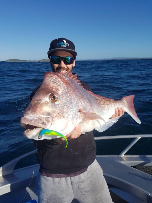 Nice snack: Our Berkley Pic of the Week is Carew Dickinson with this sensational 11.05 kilogram snapper he recently caught off Point Plomer on a soft plastic.
