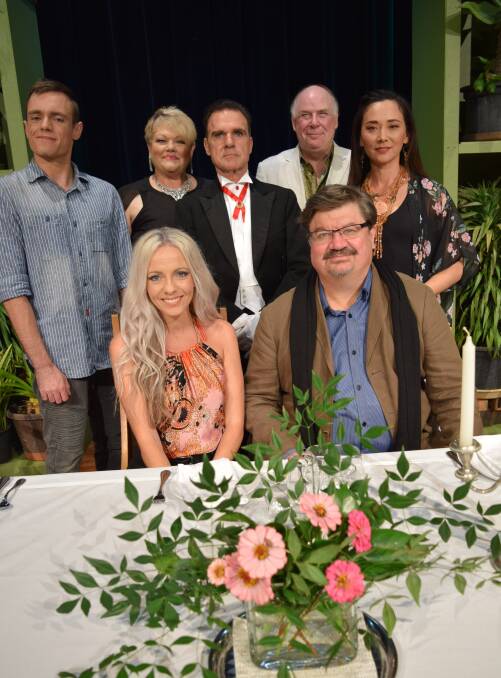 Dinner guests: From left Tristram De Jong, Vickii Byram, Paul Holcroft, Lance Thompson, Amanda Gordon and seated Gina Mansfield and Cameron Marshall.