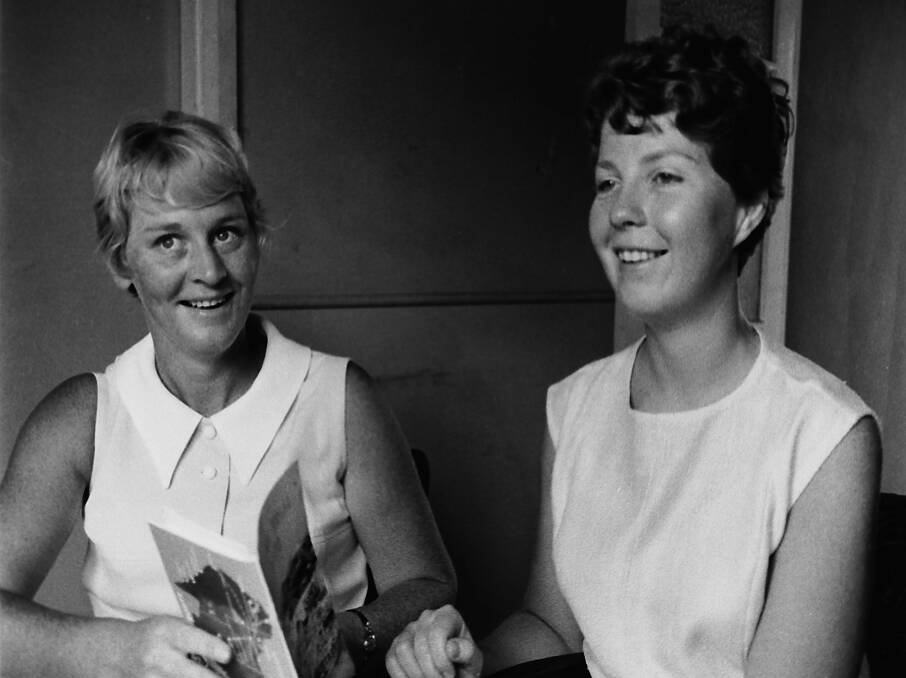 Hit the road: Vivienne Levick and Meryl Frendin discuss their Ampol car trial prospects, before the big rally in 1970 for Australia's bicentenary..