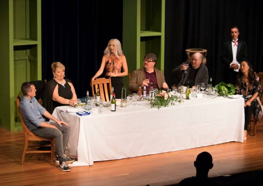 The cast of Dinner, on Friday, Saturday 8pm and Sunday 2pm at Players Theatre.