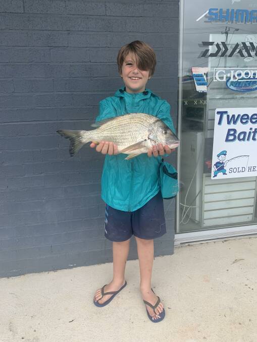 Good catch: There have been some great bream around the Hastings of late, like this terrific 1.22 kilogram fish Chase Glanville recently caught using brined prawns for bait. Photo: supplied