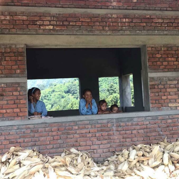 POVERTY: The outside of one of the classrooms in Nepal.