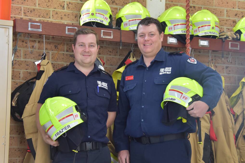 HELP: Brodie Frazier and Danny Molenkamp at the Wauchope say come to the information night to learn more about being a firefighter. PHOTO: Laura Telford.