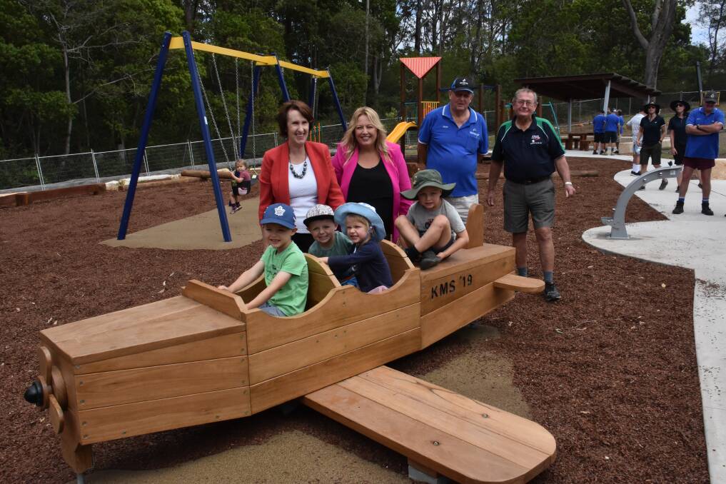 TAKE OFF: The plane crafted by the Kendall Men's Shed was a hit at the Kew Community Playground opening. PHOTO: Laura Telford