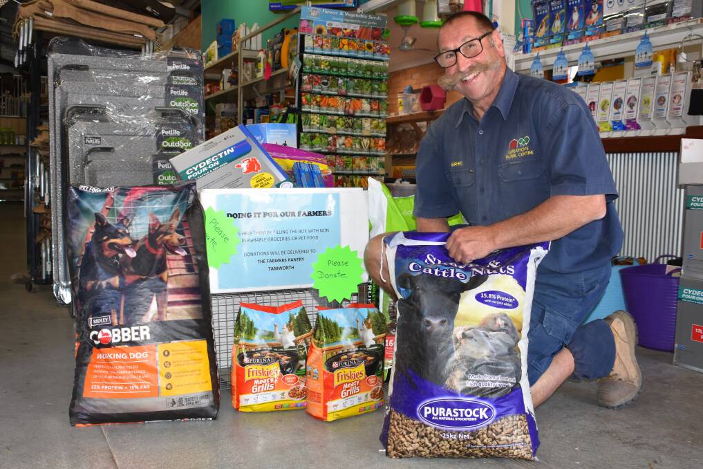 HELPING HAND: Greg Maraun from Wauchope Rural Centre with the donation box. PHOTO: Laura Telford.