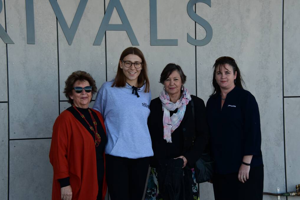 NEW HOME: Diana Reynolds, Lenia Collier, Loris Hendy and host mum Kylie King at the Port Macquarie airport. PHOTO: Laura Telford.