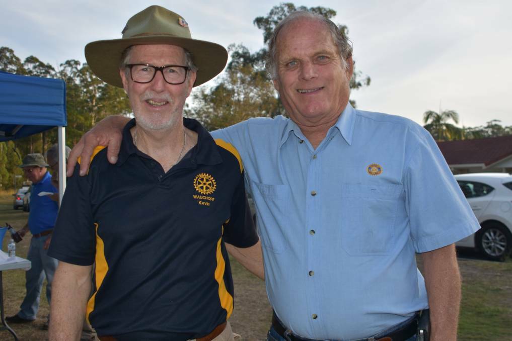 SUPPORT: Wauchope Rotarians Kevin Whitbread and Reg Pierce at a community event. PHOTO: Laura Telford.