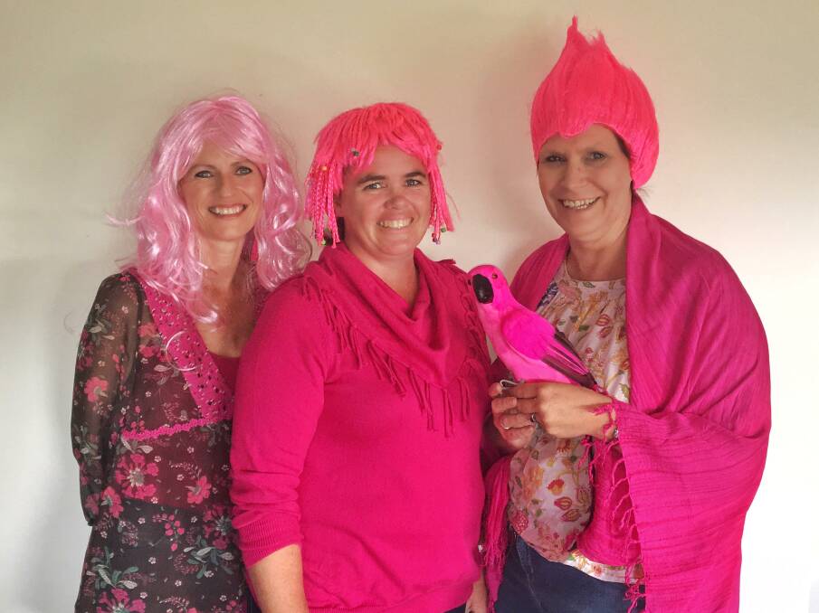 PINK BEST: Suzie Collins, Loraine Eadie and Heather Smith don pink for a graet cause.