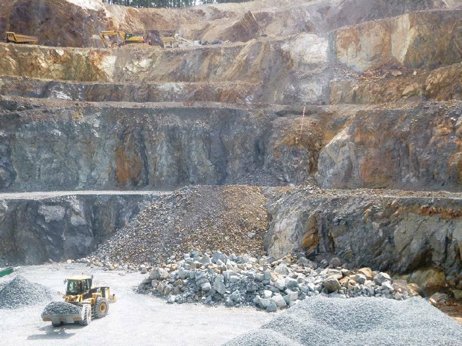 Sancrox Quarry is a hard rock quarry off Sancrox Road west of Port Macquarie. Photo: Hanson Construction Materials. 