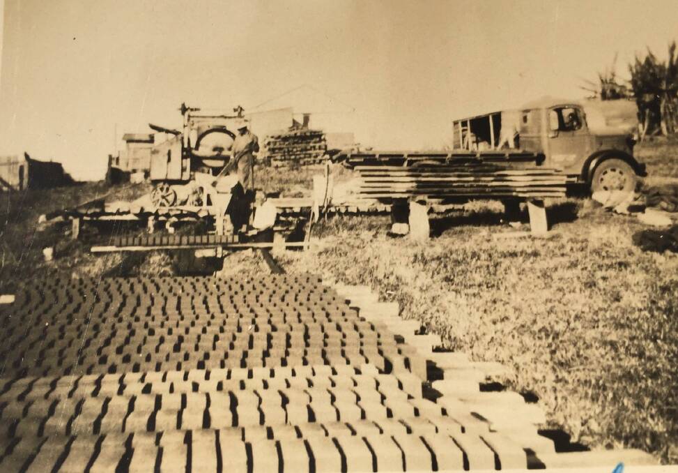 1000 bricks were made each day by Tom, Hugh and Arthur Bartlett in 1950. Photo: Bartlett family. 