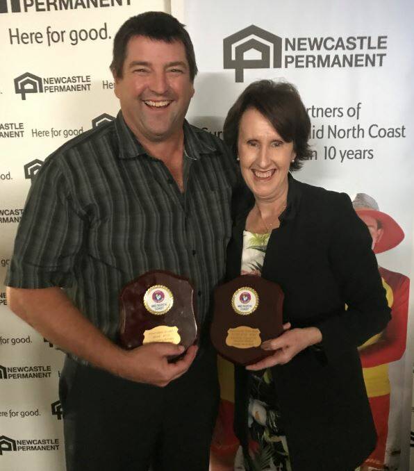 Camden Haven's Tony Miller receives his accolade from Member of Port Macquarie Leslie Williams at the Mid North Coast Surf Life Saving Awards of Excellence on Saturday, June 15.