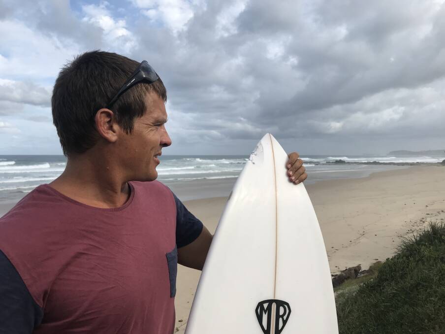 Whale surfer: Stefan Everingham was lucky to come away uninjured after a close encounter with a whale at Middle Rock on Saturday, February 10. His board however was damaged after it was hit by the whale's tail. 