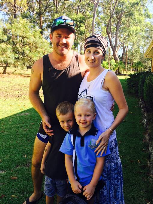 Jess Higgins (top right), with her family; husband Dale and children Logan and Skylah.