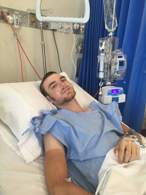 Injured: Brandon Conway has undergone surgery and his parents hope he will be released from hospital at some point this week. Photo: supplied. 
