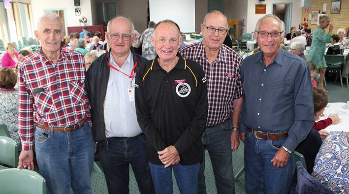 Volunteers Geoff Trick, Alex Allan, Barry Peters, Allan Thornton and John Morante take a quick break during the highly successful morning tea.