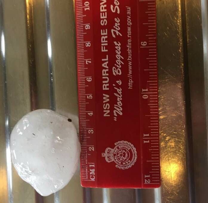 Photo taken of hail half an hour after the storm passed over Rollands Plains. Photo: Fiona Ninness, Facebook.