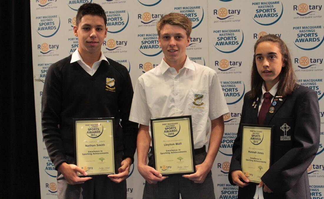 Excellence in Sporting Achievements were awarded to Hannah Jones (soccer); Nathan Smith (swimming) and Lleyton Wall (Triathlon).