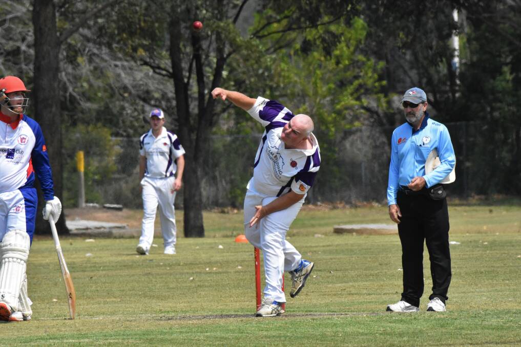 BOWLING UNDER THE SUN: Danial Stone bowls for United against Wauchope.