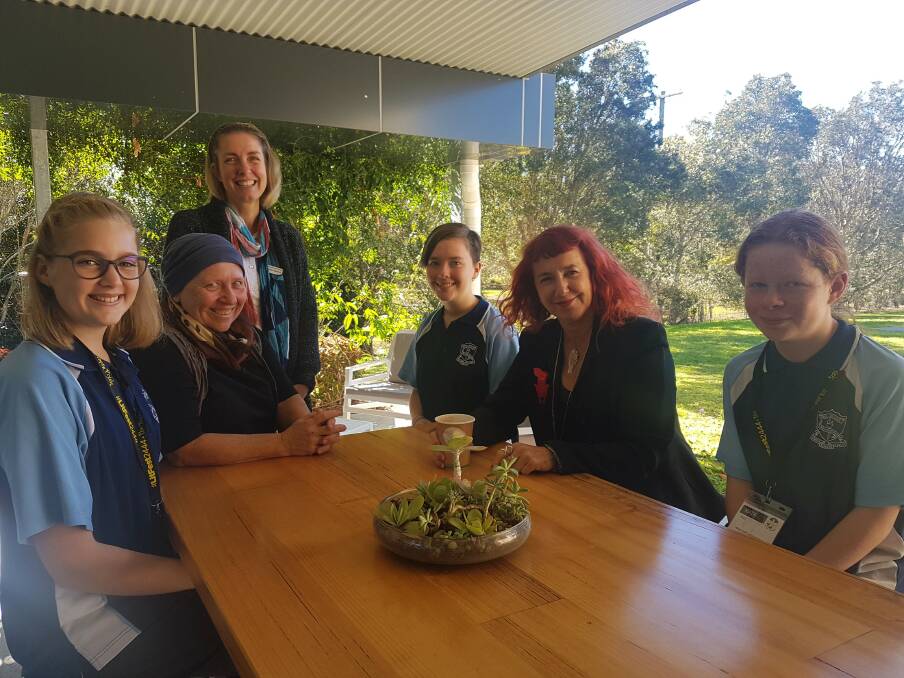 Litfest 2019: Wauchope's Hayley Fraser, Michele Graham, Christine Howell, Abigail Scully and Maya Roze with author Isobelle Carmody (second from right).