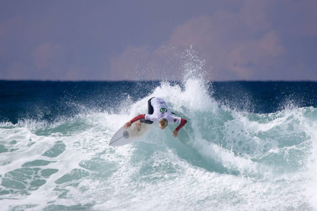 SURGING SURF: Kayle Enfield at the NSW State Titles. Photo: Josh Brown/Surfing NSW.